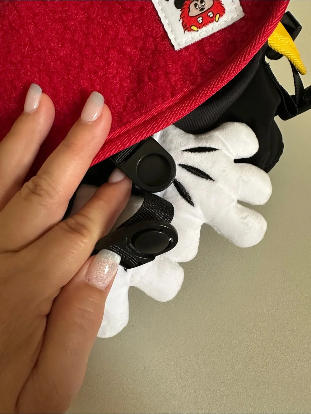 Disney Black and White Kids Backpack Strap with Red Tag Accent